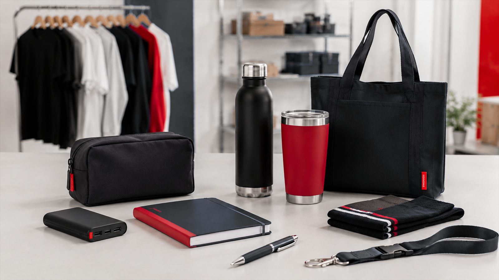 Assorted branded promotional products